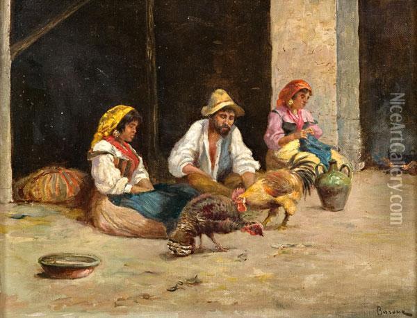 Contadini Oil Painting - Carlo Adolfo Barone