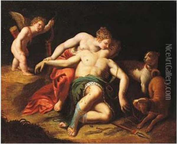 Venus And Adonis Oil Painting - Alessandro Turchi