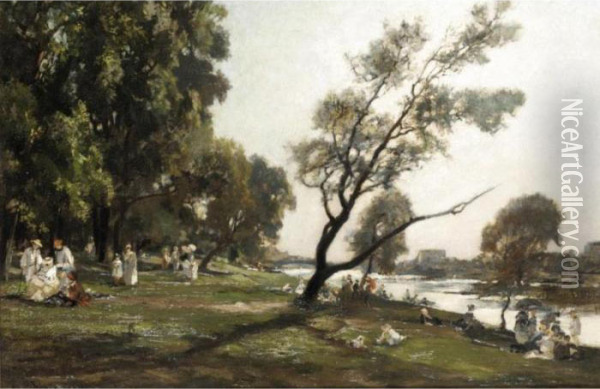 Summer Afternoon On The River Oil Painting - Alexandre Rene Veron