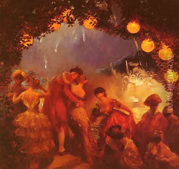 L'Intrigue Nocturne (Nightly Intrigue) Oil Painting - Gaston de Latouche