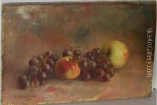 Nature Morte Aux Pommes Et Raisins Oil Painting - Frans Mortelmans