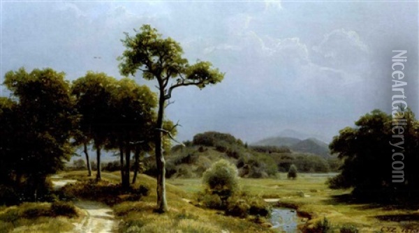 Thuringische Landschaft Oil Painting - Karl Friedrich Lessing