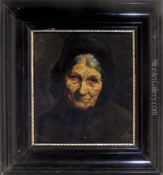 Portrait Einer Alten Dame En Face Oil Painting - Helene Gundersen