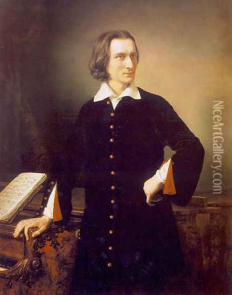 Portrait of Franz Liszt 1847 Oil Painting - Miklos Barabas