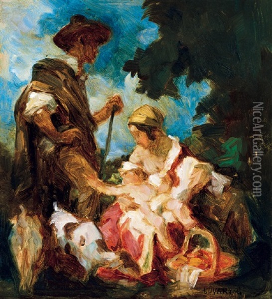 Idyll Oil Painting - Geza Udvary