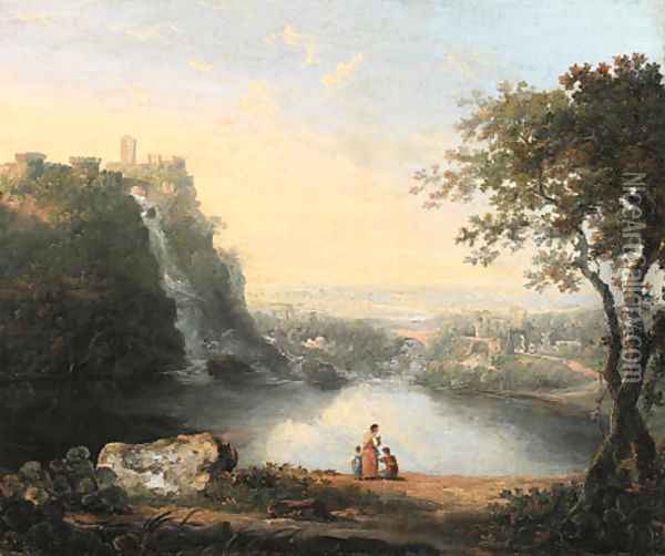 A Landscape with the Falls of Tivoli Oil Painting - Richard Wilson