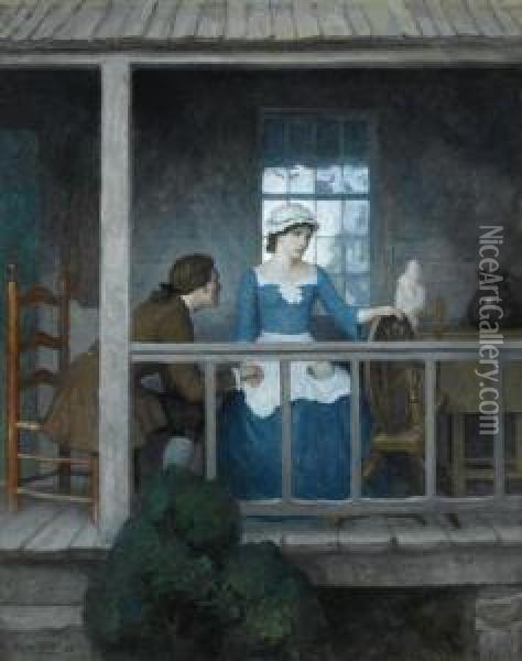 Sally Merrilee And Johnny 'i'm Glad You Think I'm Not Scared,' He Said Oil Painting - Newell Convers Wyeth