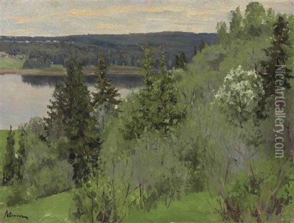 Landscape With A Lake Oil Painting - Isaak Levitan