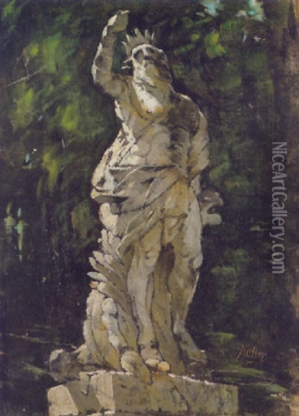 Skulptur In Einem Park Oil Painting - Friedrich von Keller