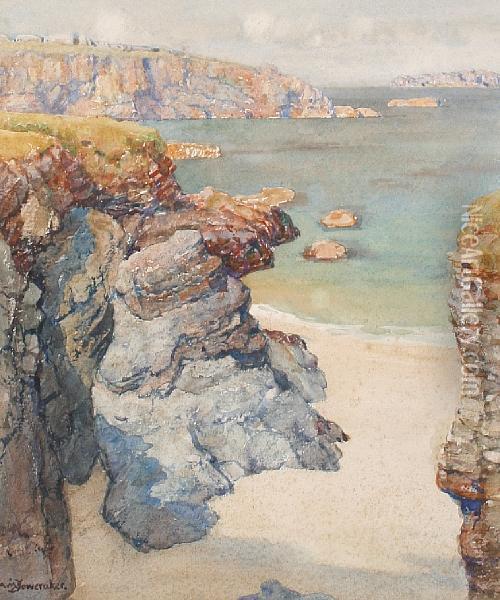 Harlyn Bay, Trevose, Cornwall Oil Painting - Albert Moulton Foweraker