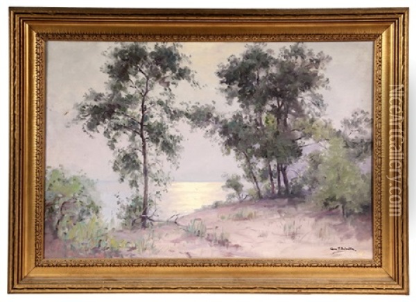 Lavender Coast Moonlight Oil Painting - George F. Schultz