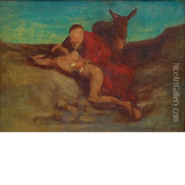 Good Samaritan Oil Painting - Robert Loftin Newman