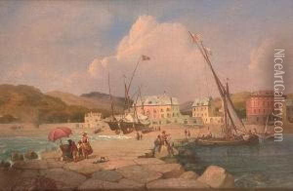 A Neapolitan Harbour Oil Painting - Charles Henry Seaforth