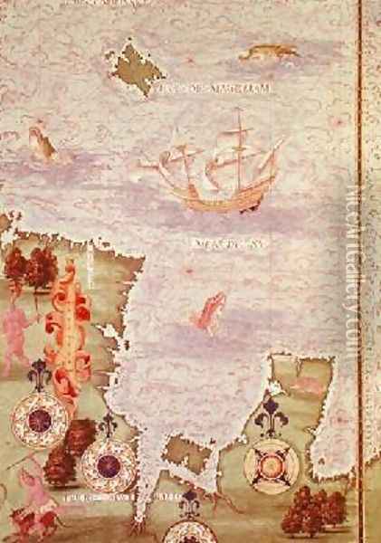 Map of Australia and Magellan Island from Cosmographie Universelle Oil Painting - Guillaume Le Testu