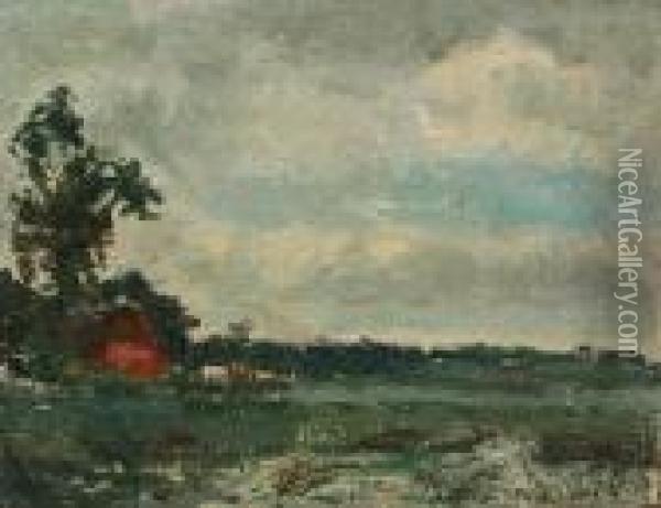 Farm Scene With Barn And Cows Oil Painting - Willem Roelofs