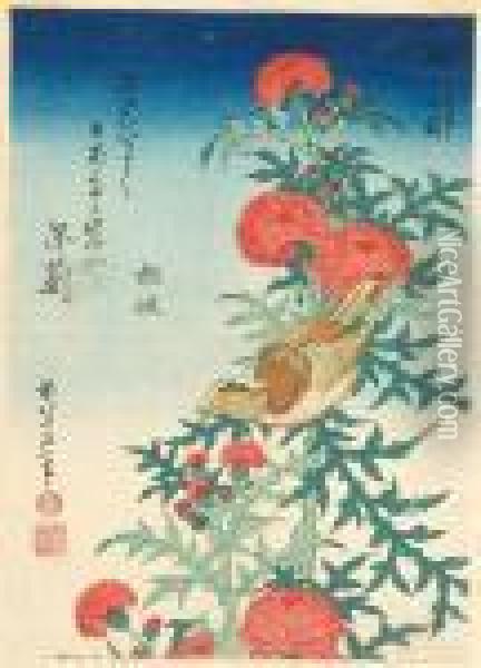One Kacho-e Oil Painting - Katsushika Hokusai