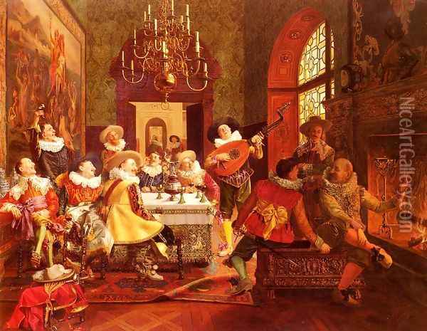A Merry Melody Oil Painting - Francois Brunery