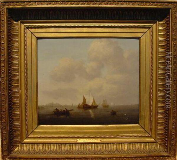Fishing Boats Along Shore Oil Painting - Willem van de, the Elder Velde