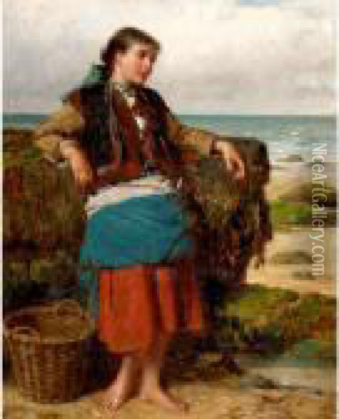 The Oyster Gatherer Oil Painting - Haynes King