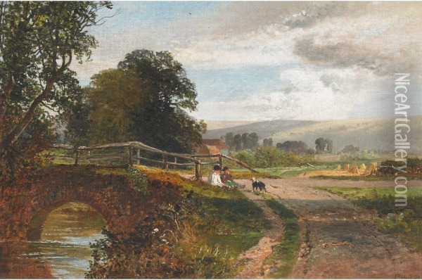 Hamsey Bridge, Sussex Oil Painting - Alfred Bennett
