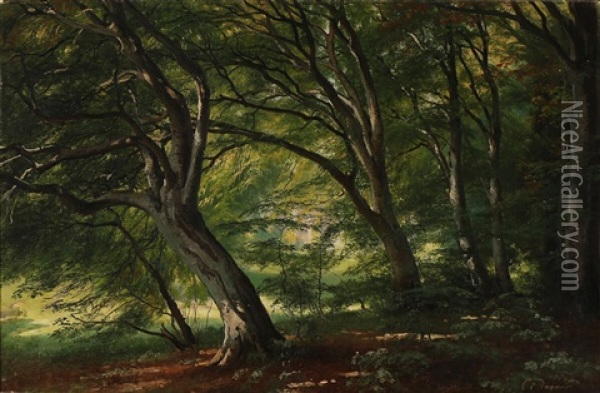Forest From Ordrup Krat Oil Painting - Carl Frederik Peder Aagaard