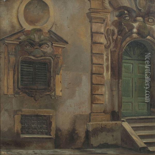 At An Entrance To A House In Italy Oil Painting - Adolf Henrik Mackeprang