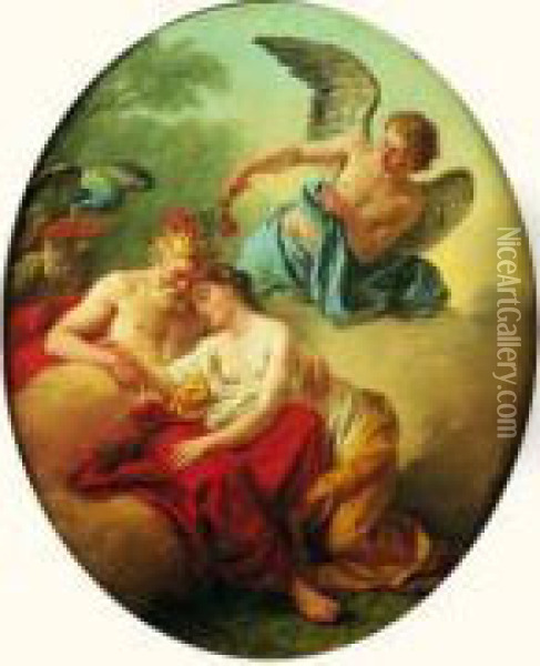 Jupiter Et Junon Sur Le Mont Ida, Endormis Par Morphee Oil Painting - Louis Lagrenee
