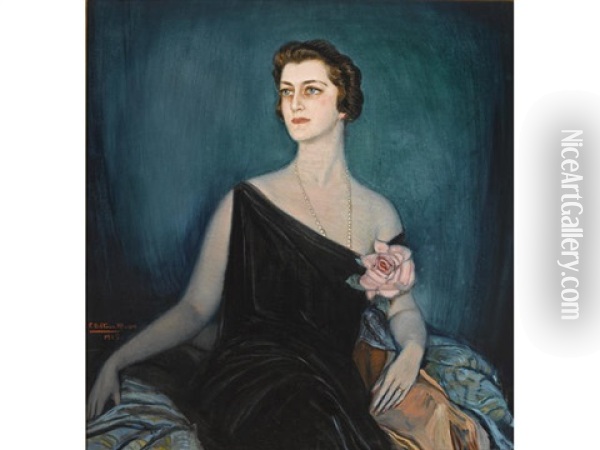 A Portrait Of May Fleishhacker Oil Painting - Federico Beltran Masses