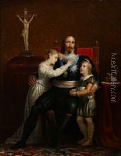 A Family Farewell Oil Painting - Philippe-Jacques van Bree