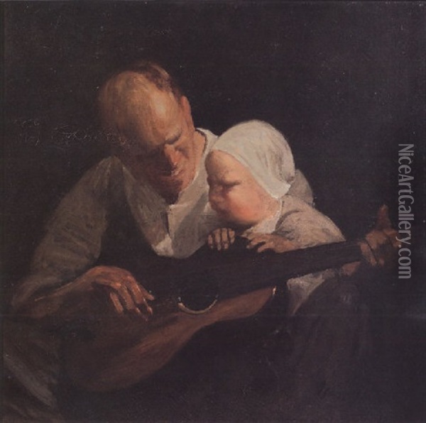 The Guitar Oil Painting - George Benjamin Luks