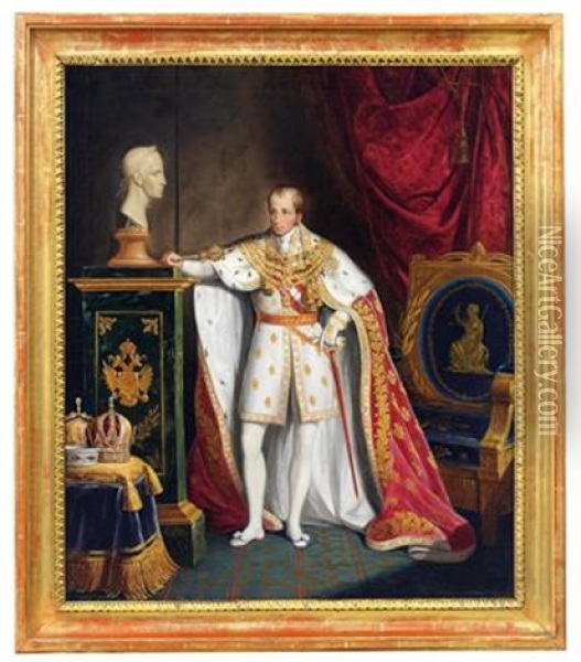 Emperor Ferdinand I Of Austria In Coronation Robes Oil Painting - Eugen Hummel