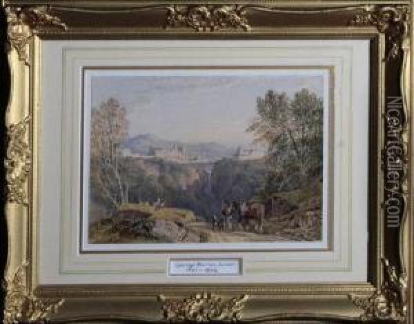 Drovers With Cows In A Wooded Landscape Oil Painting - James Orrock