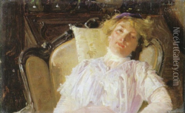 Zittende Dame Oil Painting - Henri Privat-Livemont