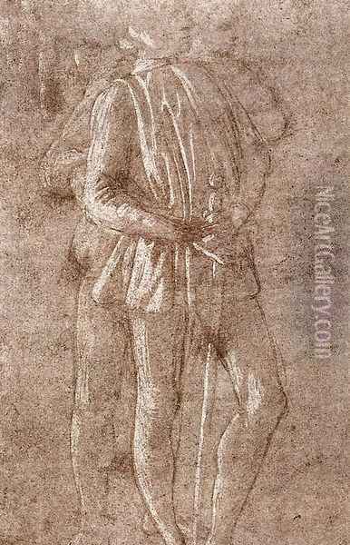 Study of two standing figures c. 1475 Oil Painting - Sandro Botticelli