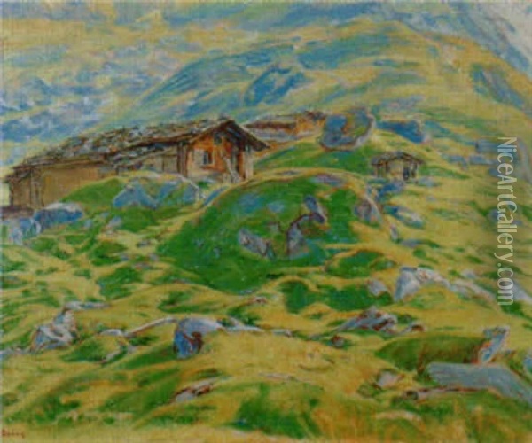 L'alpe Au Repos, Grande Scheidegg Oil Painting - Henri-Louis Aubry