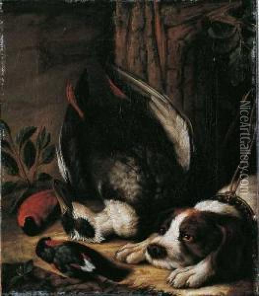 Tierstillleben Mit Apportierhund. Oil Painting - Johann Friedrich Von Grooth