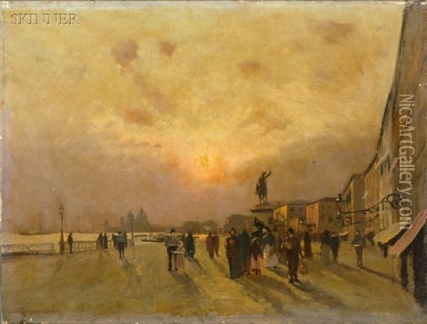 Venetian Sunset Oil Painting - Emile Cagniart
