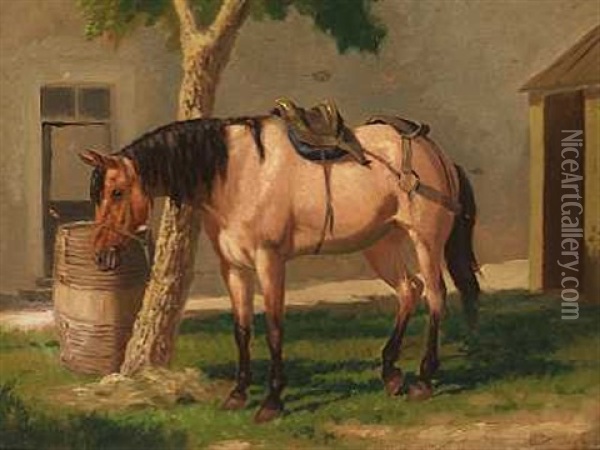 En Hest Oil Painting - Carl Henrik Bogh
