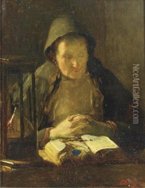 Reading Oil Painting - Christoffel Bisschop