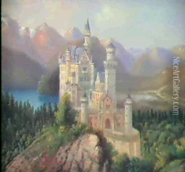 Schloss Neuschwanstein Oil Painting - Hubert Sattler