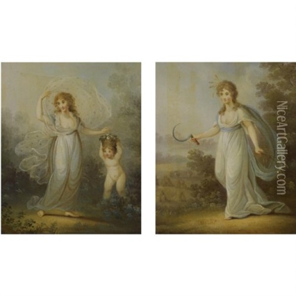 Allegories Of The Four Seasons (set Of 4) Oil Painting - Angelika Kauffmann