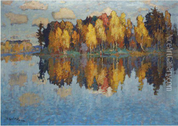 Autumn Day Oil Painting - Konstantin Ivanovich Gorbatov