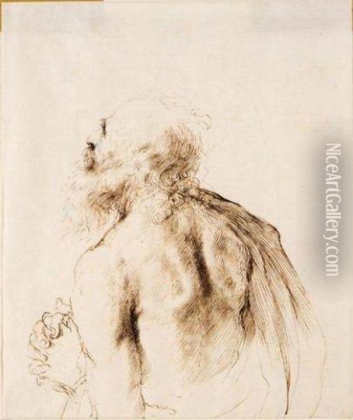 Half Length Figure Of St Jerome In Prayer Oil Painting - Guercino
