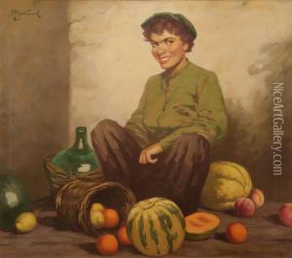 Fruttivendola Seduta Oil Painting - Rudolph Jelinek