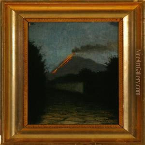 Vesuvius In Eruption During Night Oil Painting - Josef Theodor Hansen