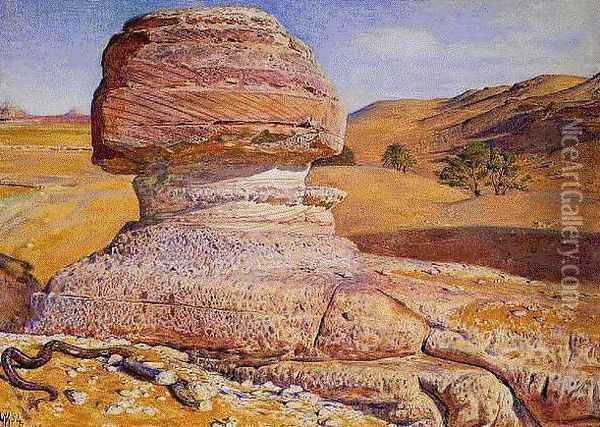 The Sphinx, Gizeh, Looking towards the Pyramids of Sakhara Oil Painting - William Holman Hunt