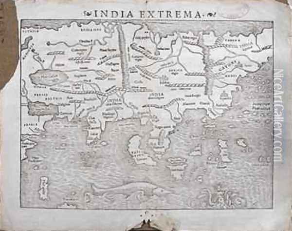 India Extrema Asia Map 23 from Cosmographia Oil Painting - Sebastian Munster