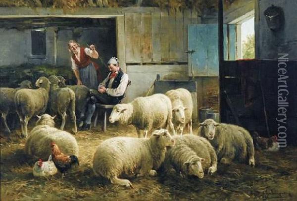 Cornel. David - Le Repos Perturbe Oil Painting - Cornelis van Leemputten