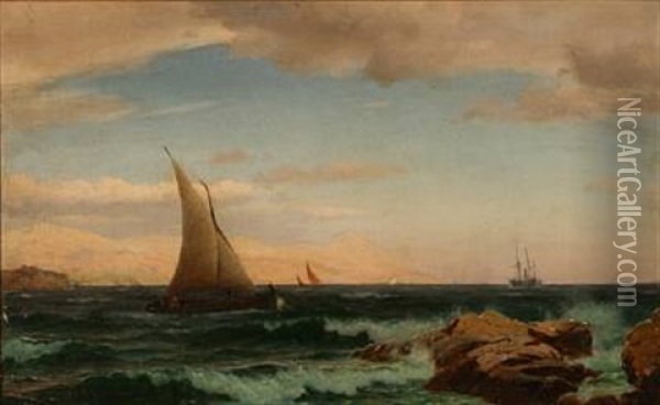 Coastal Scene With Sailing Ships Oil Painting - Christian Frederic Eckardt