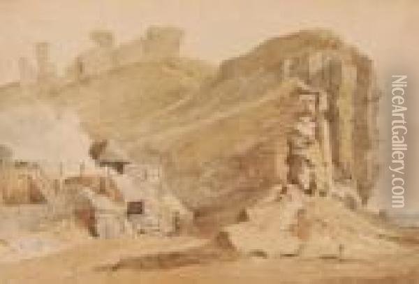 Lime Kilns Near The Cliffs At Hastings Oil Painting - Samuel Prout
